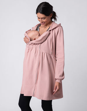 Robe à capuche 3 en 1 de grossesse et portage - Rose foncé