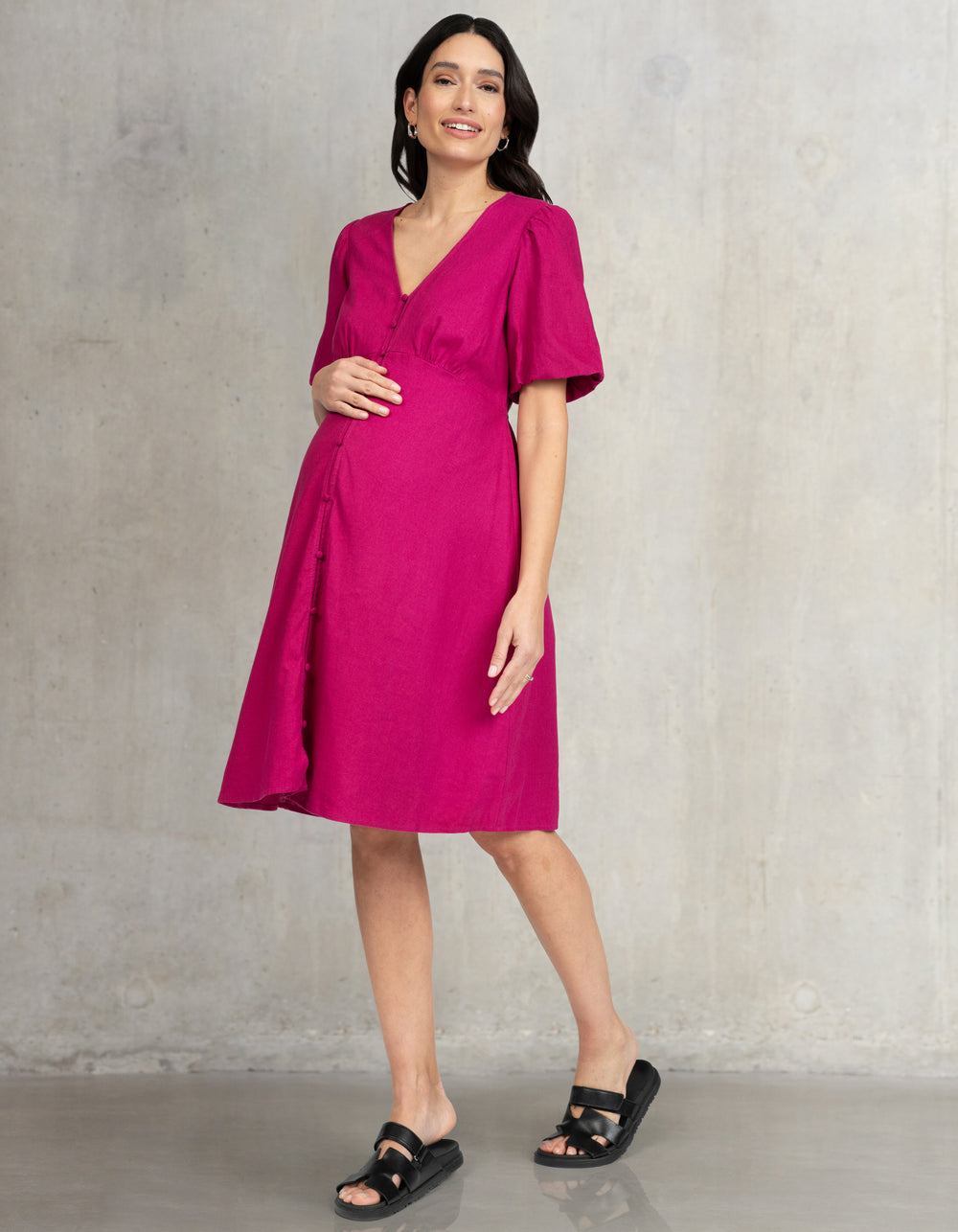 Short A-Line Button-Down Maternity-to-Nursing Dress