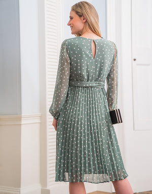 Sage Polka Dot Chiffon Maternity + Nursing Dress