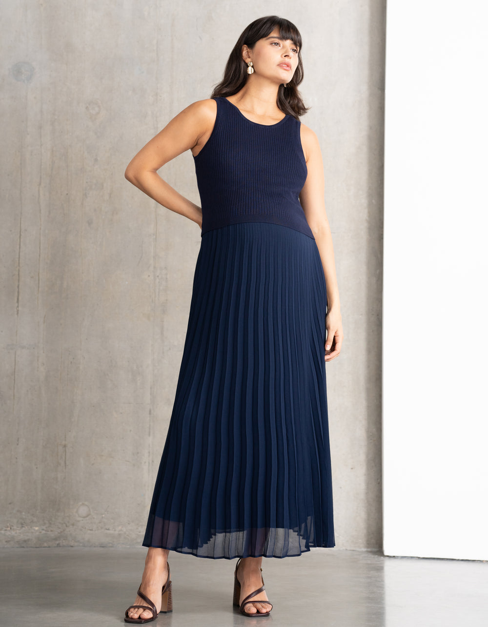 Knit Maternity & Nursing Top With Pleat Skirt