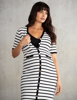 Super-Soft Stripe Rib Knit Maternity & Nursing Dress