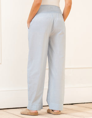 Fine Stripe Full-Length Cotton Pyjama Maternity-to-Nursing Set