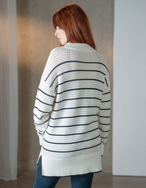Textured Stripe Cotton Maternity + Nursing Jumper
