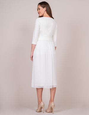 Ivory Pleated Maternity Midi Dress
