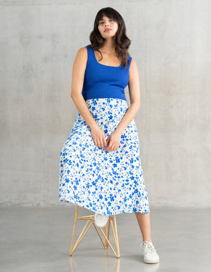 Knit Maternity + Nursing Top with Woven Skirt