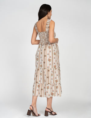 Cotton Strappy Midi Maternity-To-Nursing  Dress