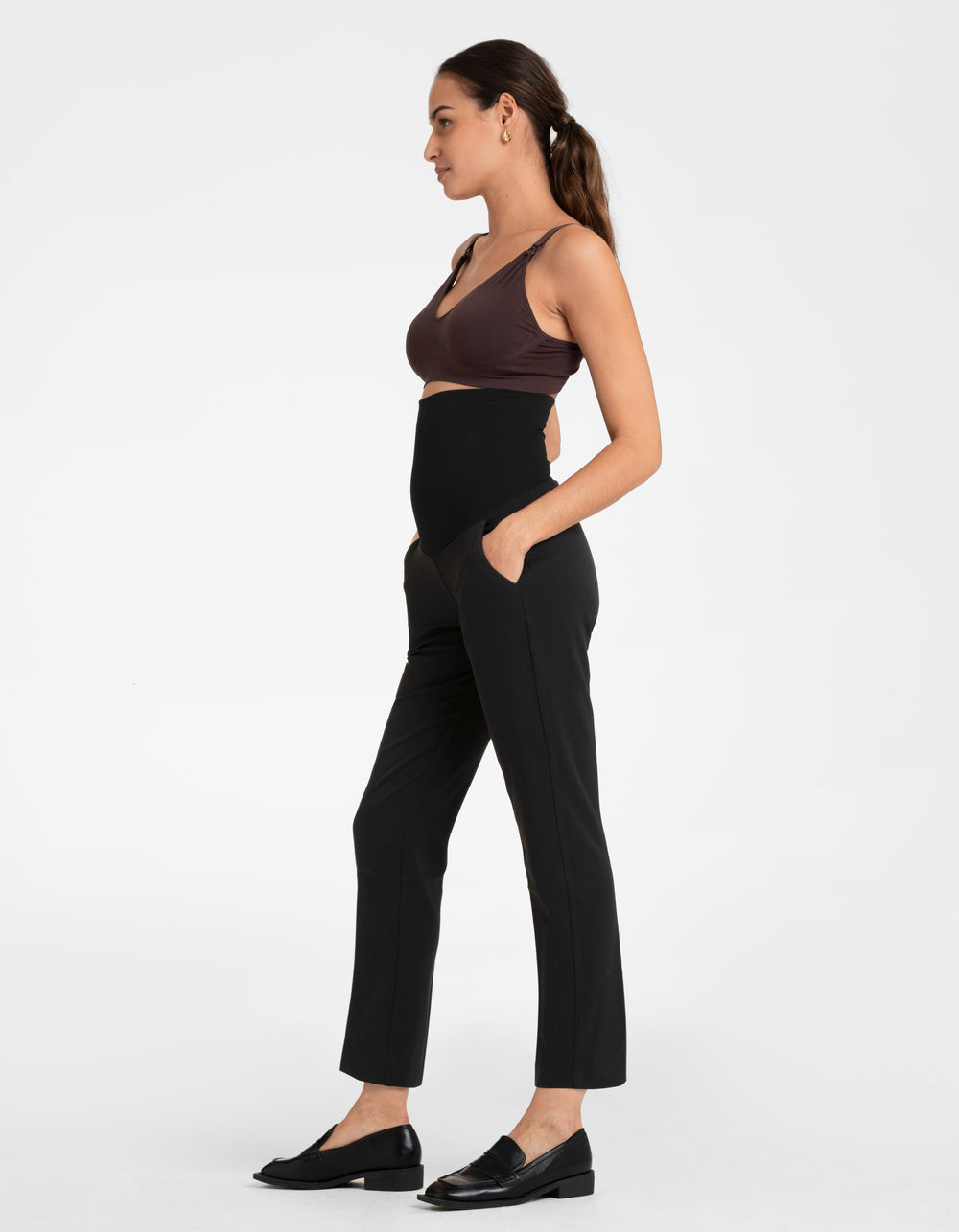 Pantalon post-accouchement ventre-plat fuselé noir