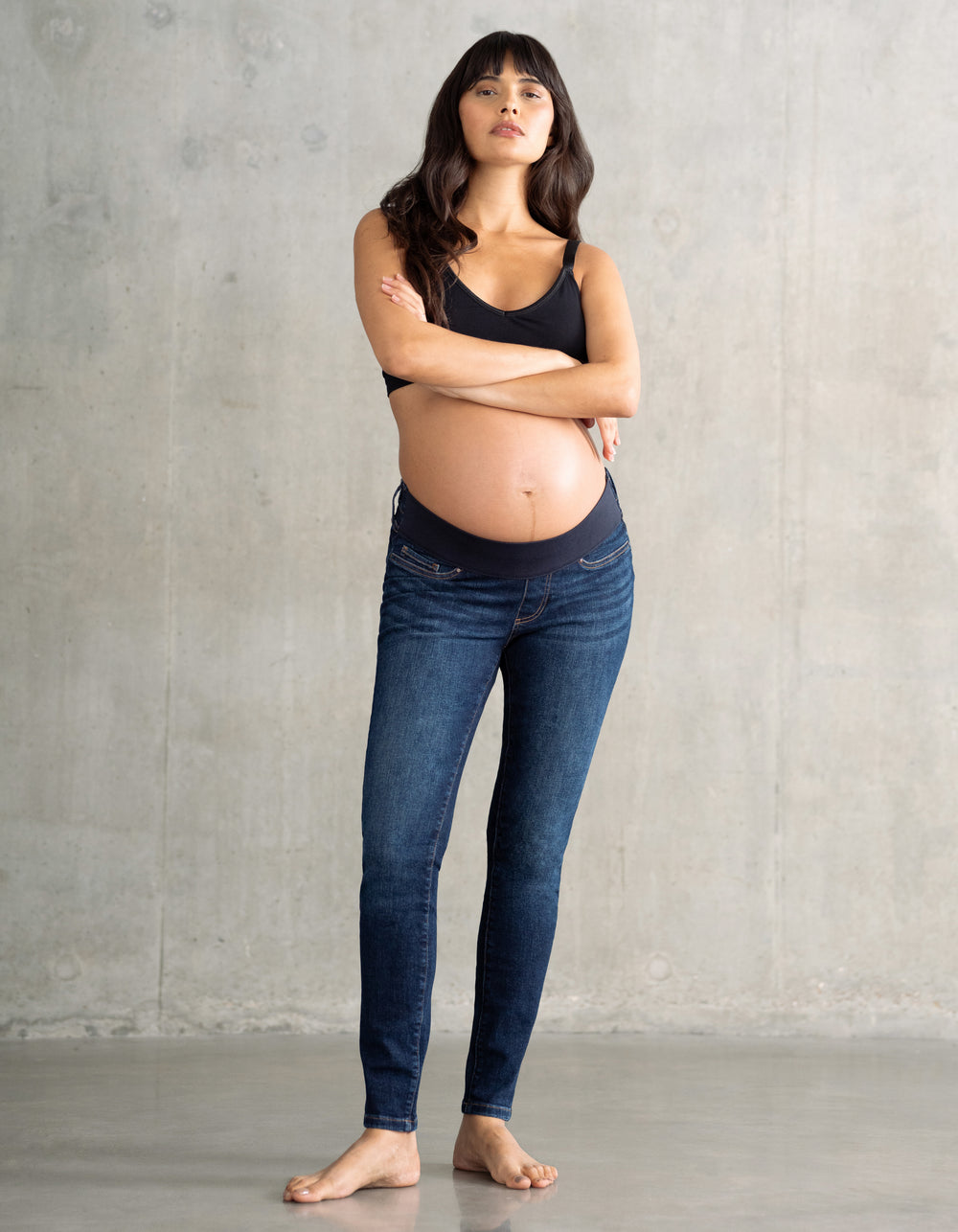 Jean de maternité skinny avec bandeau sous le ventre bio