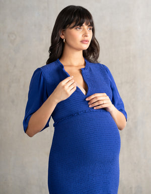 Shirred Maternity + Nursing Maxi Dress