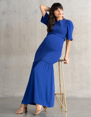 Shirred Maternity + Nursing Maxi Dress