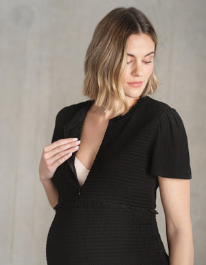Shirred Angel Sleeve Mini Dress