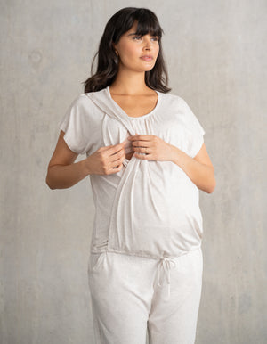 2-Piece Short Sleeve Maternity + Nursing Loungewear