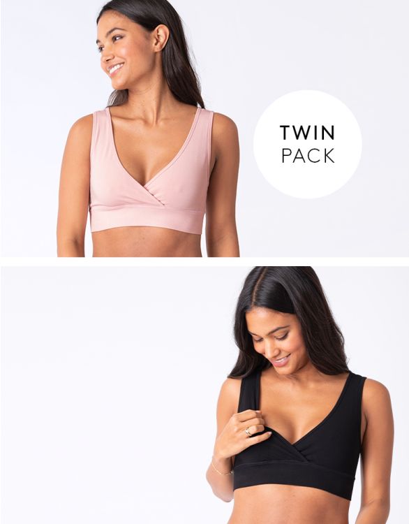 Buy Seraphine Grey & Blush Pink Bamboo Nursing Bras – Twin Pack from Next  Luxembourg