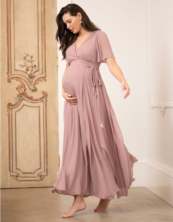 Mauve Maxi Maternity & Nursing Wrap Dress