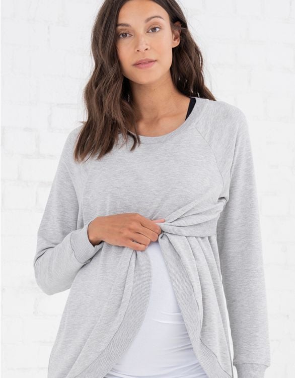 Cotton Crossover Maternity & Nursing Sweatshirt