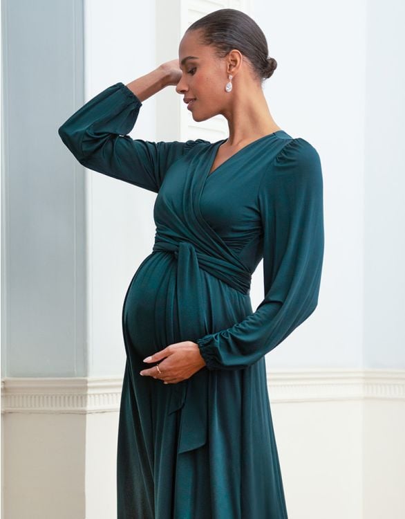 Forest Green Maternity & Nursing Maxi Dress