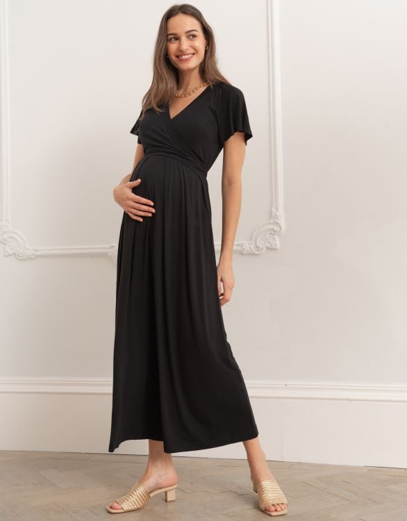 Floressa - Natasha Ruched Maternity Nursing Top in Black