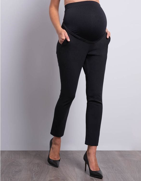 Black Over Bump Plus Size Maternity Trousers