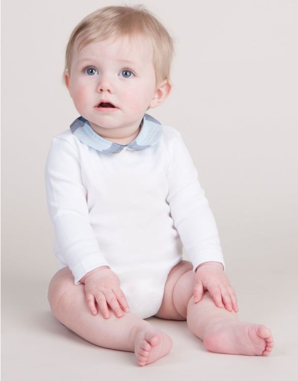 Long Sleeve Blue Trim Cotton Baby Grow | Diana Collection