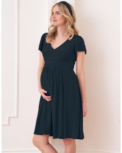Short Flutter Sleeve Maternity-To-Nursing Dress