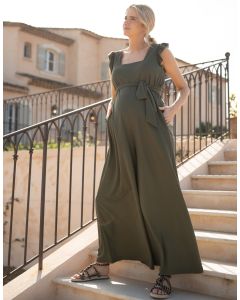 Wide-Leg Maternity-To-Nursing Jumpsuit With Zip 