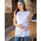 Broderie Anglaise Cotton Maternity & Nursing Top