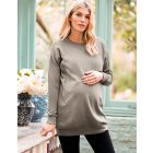 Khaki Maternity & Nursing Sweatshirt Tunic