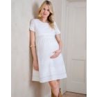 White Cotton Broderie Maternity & Nursing Dress
