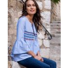 Blue Aztec Cotton Maternity & Nursing Blouse