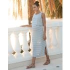 Grey Stripe Maternity & Nursing Midi Dress 