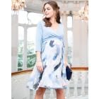 Sky Blue Wrap Maternity & Nursing Dress