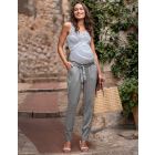 Cotton Blend Grey Maternity Chinos