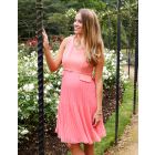 Seraphine Coral Pleated Maternity Dress